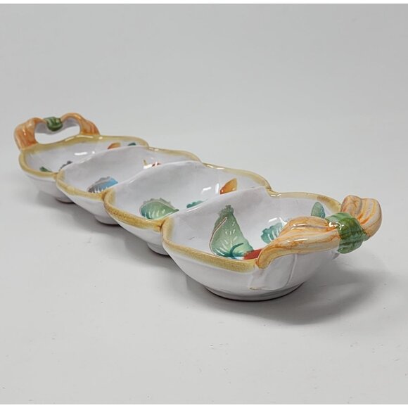 Vintage Ceramic Olive Divided Tray Rectangle Painted Fruit Neiman Marcus 15.5" - Picture 9 of 10